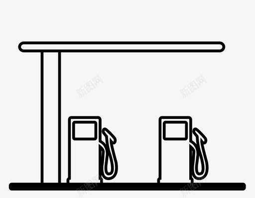 加油站建筑雨棚图标svg_新图网 https://ixintu.com 加油站 双联 建筑 泵 结构 软管 雨棚