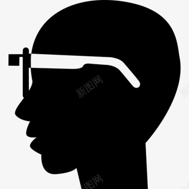 谷歌眼镜工具从侧面看秃头男性头部工具和器具谷歌眼镜图标图标