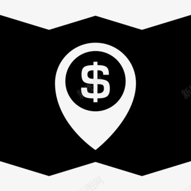 1美元地图和货币符号图标图标