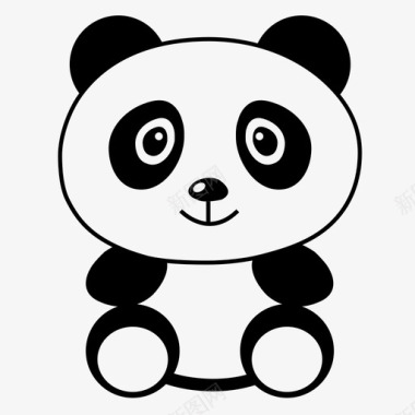 熊猫哺乳动物毛茸茸的图标图标