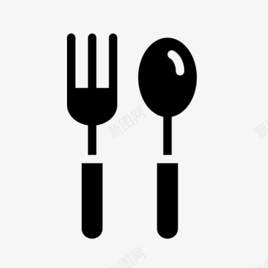 叉子和勺子餐具上菜图标图标