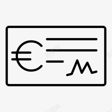 欧元支票签名工资图标图标