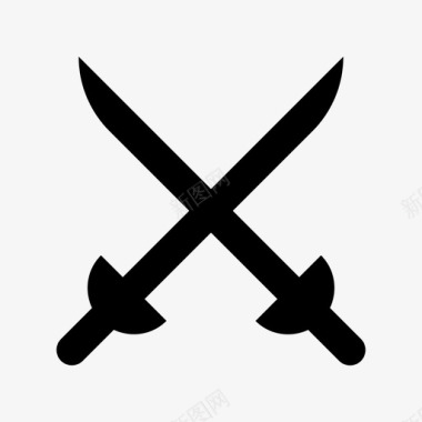交叉剑刀中世纪剑图标图标
