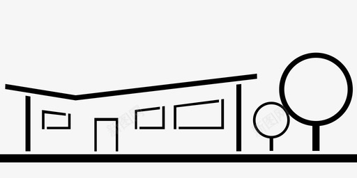 现代住宅建筑平房图标svg_新图网 https://ixintu.com 住宅 平房 建筑 现代主义 现代住宅 综合体