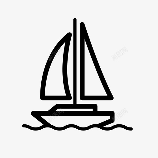 船波浪航行图标svg_新图网 https://ixintu.com 假日 夏天 夏季图标 帆 桅杆 波浪 海 海洋 航行 船 销售