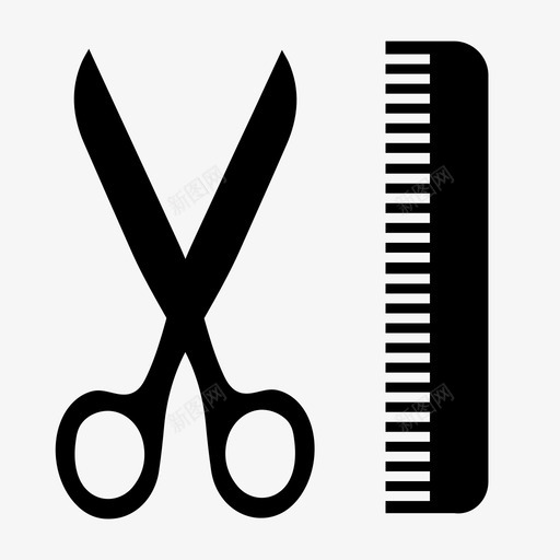 剪刀和梳子物体材料图标svg_新图网 https://ixintu.com 剪刀和梳子 展示品 材料 物体 物品 理发师