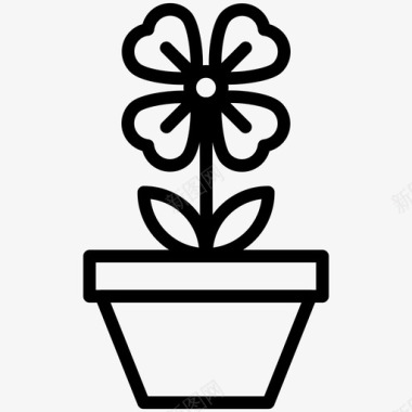 花盆栽花束图标图标