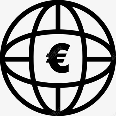 带有欧洲标志商业地球图标的地球网格图标