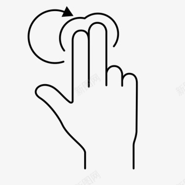 两个手指旋转触摸智能手机图标图标