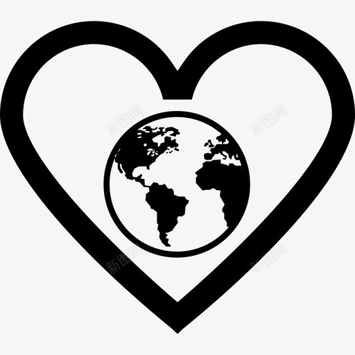 地球在心脏的轮廓形状地球图标svg_新图网 https://ixintu.com 地球图标 地球在心脏的轮廓 形状