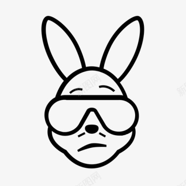 兔子太阳眼镜悲伤图标图标