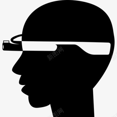 光头男人头侧戴谷歌眼镜电脑谷歌眼镜图标图标