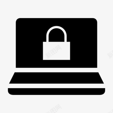 笔记本电脑锁解锁安全图标图标