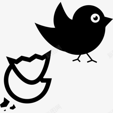 黑鸟和碎鸡蛋动物鸟包图标图标