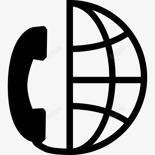 半地球网格与电话耳廓地球图标接口的国际呼叫符号svg_新图网 https://ixintu.com 半地球网格与电话耳廓 地球图标接口的国际呼叫符号