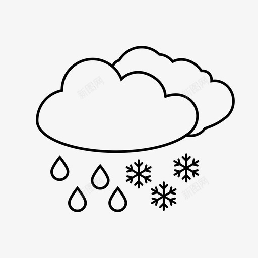 雨夹雪天气图标svg_新图网 https://ixintu.com 雨夹雪天气