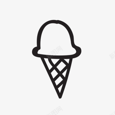 手绘冰淇淋筒图标图标