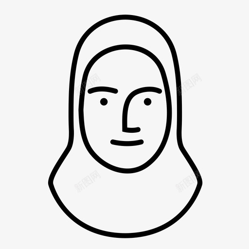 人物面部女性图标svg_新图网 https://ixintu.com 人物 人类 头巾 女性 面部