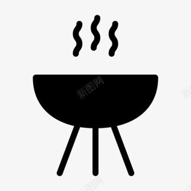 烧烤热煤户外烹饪图标图标