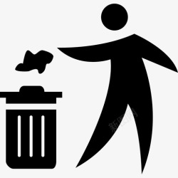 请扔进垃圾桶标识把纸扔进垃圾桶的人生态主义者图标高清图片