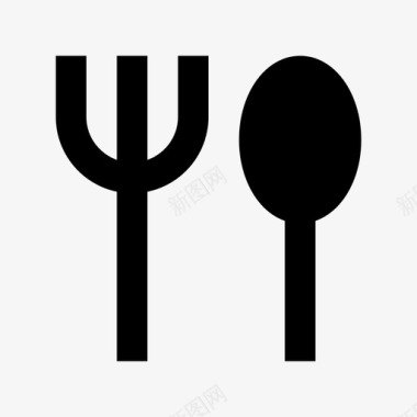 叉子和勺子桌子布景图标图标