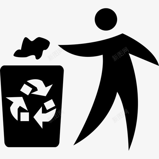 人在回收容器里扔纸生态主义图标svg_新图网 https://ixintu.com 人在回收容器里扔纸 生态主义