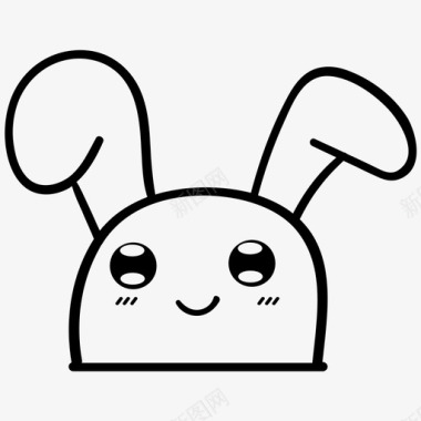 兔子涂鸦笑脸反应图标图标