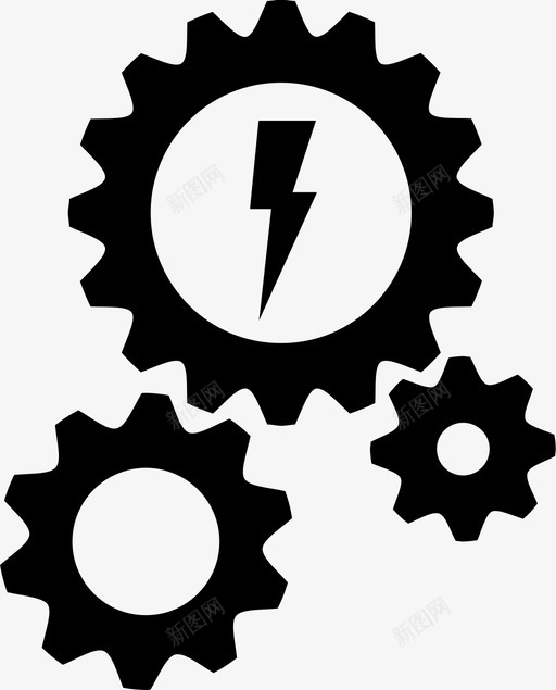 电气齿轮设置运行图标svg_新图网 https://ixintu.com 动力 发动机 工业 机械 电力 电气齿轮 移动 简单的黑色图标 设置 车辆 运行 链条