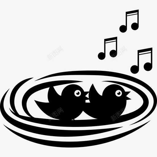 小鸟在巢里唱歌音乐鸟群图标svg_新图网 https://ixintu.com 小鸟在巢里唱歌 音乐 鸟群