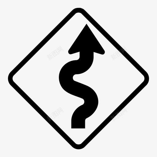 蜿蜒的道路美国路标图标svg_新图网 https://ixintu.com 美国路标 蜿蜒的道路