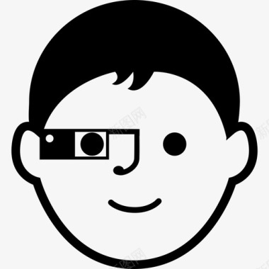 带谷歌眼镜的小孩脸人谷歌眼镜图标图标