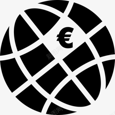世界电网商业地球图标上的欧元符号图标