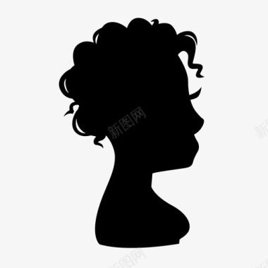 女人卷发女人味图标图标