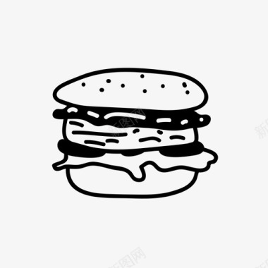 汉堡包快餐碎牛肉图标图标