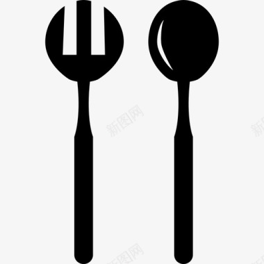 沙拉用叉子和勺子工具和用具厨房图标图标