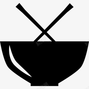 从侧面看中餐碗和筷子厨房图标图标
