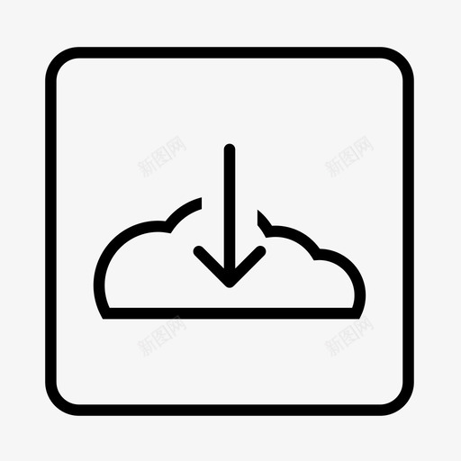 云按钮云图标svg_新图网 https://ixintu.com 下载 云 云下载 图片 圆形方形网络图标 按钮