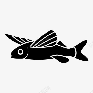 飞鱼水生卡通鱼图标图标