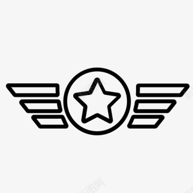 飞行员翅膀徽章材料职称图标图标