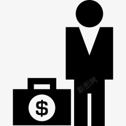 拿着钱袋子一个拿着钱袋子的人一包生意一包钱图标高清图片
