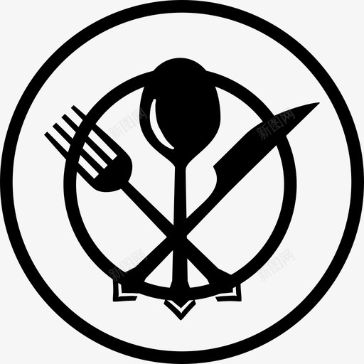 圆形盘子上的餐具食物厨房图标svg_新图网 https://ixintu.com 厨房 圆形盘子上的餐具 食物