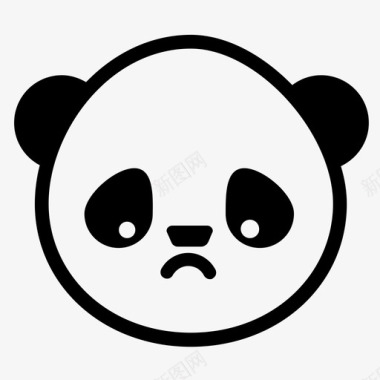悲伤的熊猫展示品特征图标图标
