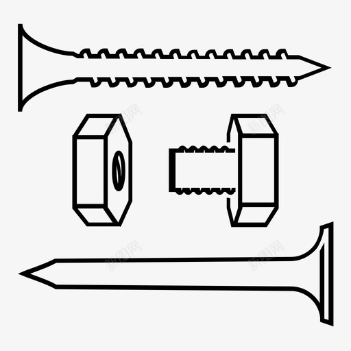 五金螺丝螺母和螺栓图标svg_新图网 https://ixintu.com 五金 土木 工具 工程师 建筑 建筑图标 机械 电气 螺丝 螺母和螺栓 钉子
