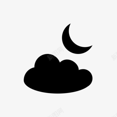 多云的夜晚天气爆发图标图标