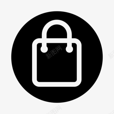 购物袋圆形实体轮廓购物电子商务图标集图标