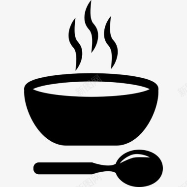 汤匙热碗食物厨房图标图标