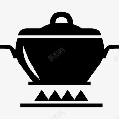 有盖锅着火食物厨房图标图标