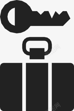 行李钥匙锁和套装箱安全图标图标