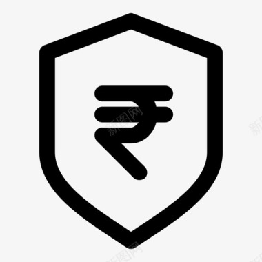 安全卢比盾牌安全货币图标图标