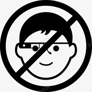 谷歌眼镜禁止信号与男孩脸教育谷歌眼镜图标图标